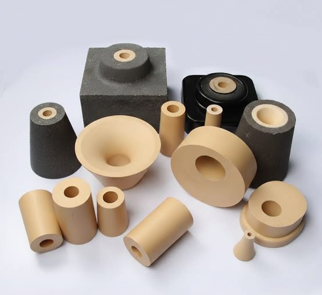 Continuous casting refractory nozzles and sleeves