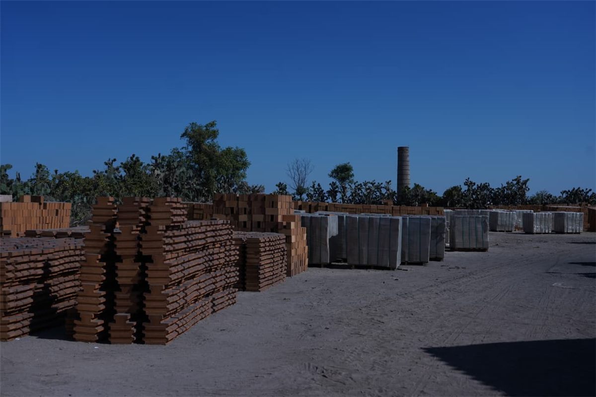 Refractory bricks stocked in the yard